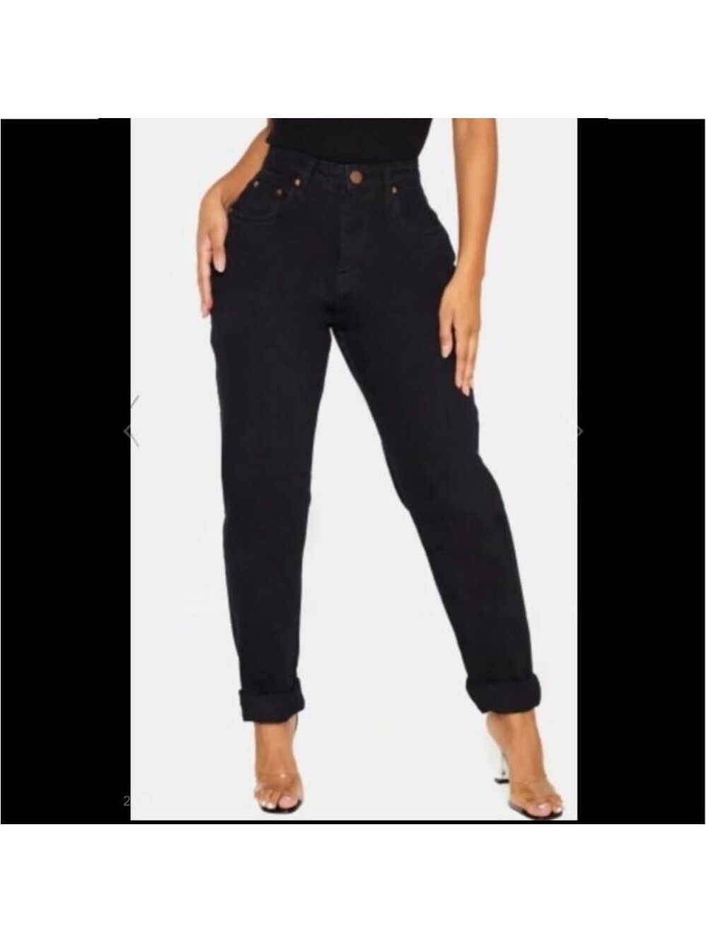 Pretty Little Thing Shape High Waist Mom Jeans Black Like New size 6